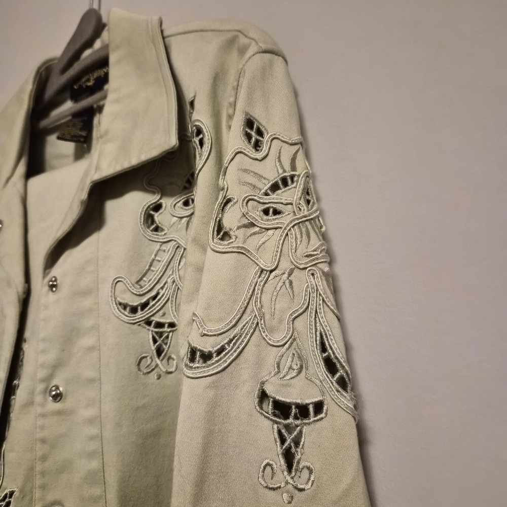Embroidered Cream Pantsuit